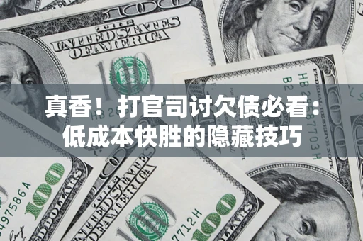 武汉真香！打官司讨欠债必看：低成本快胜的隐藏技巧